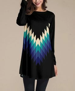 Flash Sale 🔥 Nanu | Black & Blue Zigzag Long-Sleeve Tunic - Plus ❤️