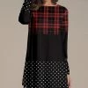 Best Sale 🌟 Nanu | Black & Red Plaid Polka Dot Long-Sleeve Tunic - Plus 🌟
