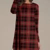 Outlet 👏 Nanu | Black & Red Plaid Long-Sleeve Tunic - 👩 Women 😀