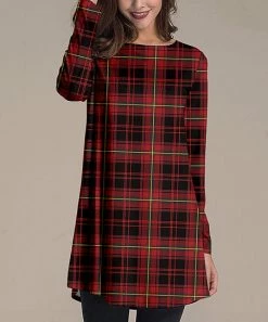 Outlet 👏 Nanu | Black & Red Plaid Long-Sleeve Tunic - 👩 Women 😀