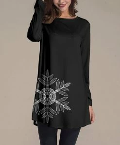 Hot Sale ✨ Nanu | Black & White Large Snowflake Long-Sleeve Tunic - 👩 Women ⌛