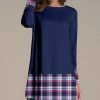 Flash Sale 💯 Nanu | Navy & Pink Plaid Long-Sleeve Tunic - 👩 Women ✔️