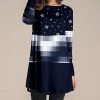 Best Sale 🧨 Nanu | Dark Blue & White Stars & Pixels Color Block Long-Sleeve Tunic - 👩 Women & Plus 🛒