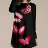 Buy 👍 Nanu | Black & Red Butterfly Long-Sleeve Tunic - 👩 Women & Plus 🎉
