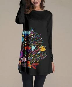 Best reviews of 🌟 Nanu | Black Floral Long-Sleeve Tunic - 👩 Women & Plus 🔥
