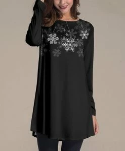 Best Sale 😀 Nanu | Black & White Snowflake Long-Sleeve Tunic - Plus 😀