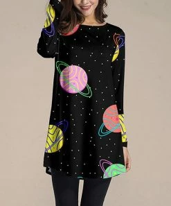 Flash Sale 🔔 Nanu | Black Outer Space Long-Sleeve Tunic - 👩 Women & Plus 🔔
