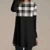 Cheapest 👍 Nanu | Black & White Plaid Long-Sleeve Tunic - Plus 👍