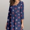 Cheap ⭐ Nanu | Navy & Red Starfish Three-Quarter Sleeve Empire-Waist Tunic - 👩 Women & Plus ✨