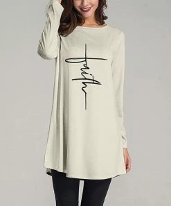 New 😍 Nanu | Cream 'Faith' Long-Sleeve Tunic - 👩 Women 🤩