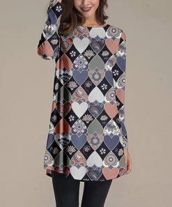 Discount ❤️ Nanu | Dark Purple Hearts Long-Sleeve Tunic - Plus 😉