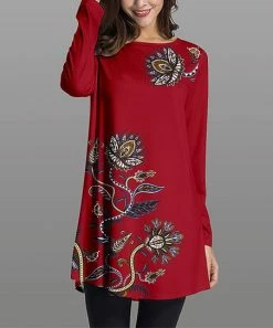 Hot Sale 🔔 Nanu | Red & Dark Floral Long-Sleeve Tunic - Plus 🎁