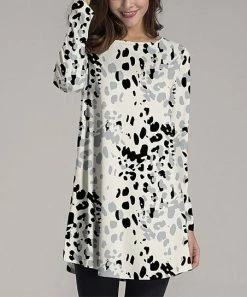 Coupon 👏 Nanu | Cream & Black Cheetah Dot Long-Sleeve Tunic - 👩 Women ✨