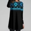 Hot Sale 🌟 Nanu | Black & Blue Geometric Long-Sleeve Tunic - 👩 Women 🌟