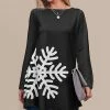 Top 10 😍 Nanu | Black & White Snowflake Long-Sleeve Tunic - 👩 Women & Plus 😀
