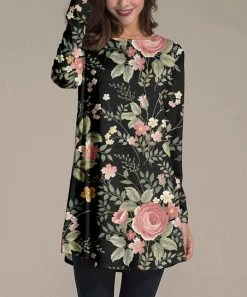 Best deal 👏 Nanu | Black Floral Long-Sleeve Tunic - 👩 Women & Plus 👍