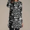 Coupon ✨ Nanu | Black & White Floral Long Sleeve Tunic - Plus ✨