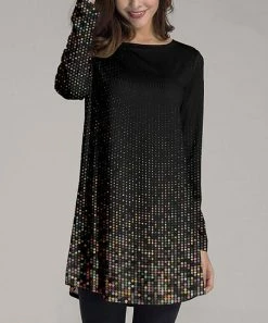 Brand new 👏 Nanu | Black & Pink Dot Scoop Neck Long-Sleeve Tunic - 👩 Women ⌛