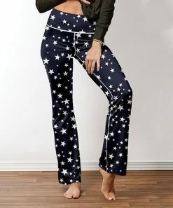 Buy ❤️ Nanu | Navy & White Stars Flared Yoga Pants - Plus 😉