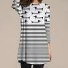 Cheap 👏 Nanu | Black & White Stripe Weiner 🐕 Dog Three-Quarter Sleeve Tunic - Plus 🎁