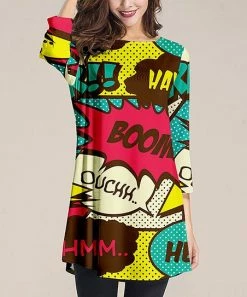 Best Sale 😉 Nanu | Pink & Yellow 'Boom' Letters Three-Quarter Sleeve Tunic - Plus 🥰