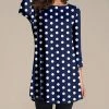 Coupon 🎁 Nanu | Dark Blue & White Dots Three-Quarter Sleeve Tunic - Plus 🤩