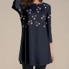 Deals 😍 Nanu | Navy & Peach Flowers Three-Quarter Sleeve Tunic - Plus ❤️