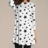 Budget ❤️ Nanu | White & Black Stars Three-Quarter Sleeve Tunic - 👩 Women & Plus 🎁