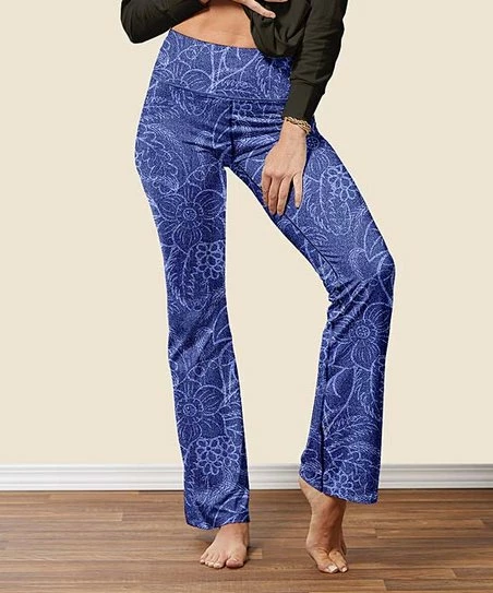 Best Pirce โค๏ธ Nanu | Blue Floral Flared Yoga Pants - ๐ฉ Women ๐