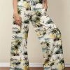Wholesale 👍 Nanu | Cream & Green Beach Scene Palazzo Pants - Plus 👏