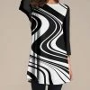 Best deal 💯 Nanu | Black & White Swirl Three-Quarter Sleeve Tunic - Plus ✔️