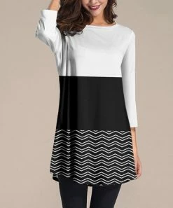 New 😍 Nanu | Black & White Color Block Three-Quarter Sleeve Tunic - Plus 💯