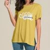 Best Sale 🛒 Nanu | Yellow & White 'Good to Be Home' Cat Slit-Sleeve Split-Hem Tunic - 👩 Women 🥰