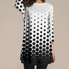 Budget 🎁 Nanu | White & Black Cascading Dots Three-Quarter Sleeve Tunic - 👩 Women & Plus 🔥