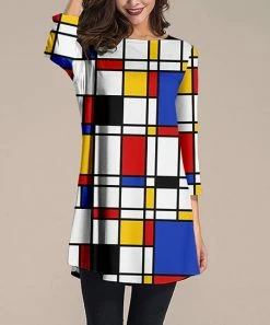 New 😉 Nanu | White & Blue Geometric Three-Quarter Sleeve Tunic - Plus 😉