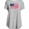 Cheapest 🌟 Nanu | Heather Gray & Red Stars & Stripes Curved-Hem Tee - Plus 🎉