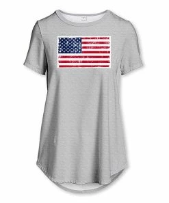 Cheapest ๐ Nanu | Heather Gray & Red Stars & Stripes Curved-Hem Tee - Plus ๐