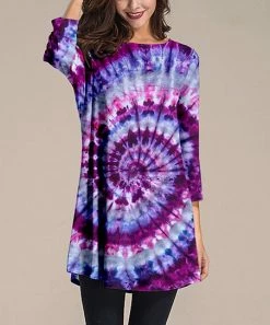 Flash Sale ✨ Nanu | Purple & Pink Tie-Dye Three-Quarter Sleeve Tunic - 👩 Women 🥰