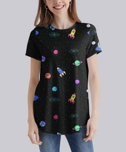 Budget ๐ Nanu | Black Outer Space Curved-Hem Tee - ๐ฉ Women & Plus ๐