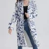 Outlet 👏 Nanu | White & Blue Leaves Ruffle-Sleeve Open Cardigan - 👩 Women 🧨