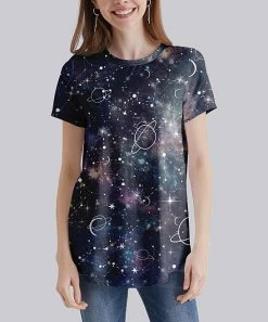 Budget ๐ฅฐ Nanu | Black & Blue Outer Space Curved-Hem Tee - ๐ฉ Women & Plus ๐ฅ