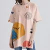 New ⌛ Nanu | Peach & Orange Abstract Split-Hem Boyfriend Tee - 👩 Women & Plus 🎁
