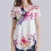 Top 10 ✔️ Nanu | White & Purple Floral Curved-Hem Tee - 👩 Women 😉