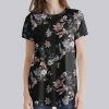 Hot Sale 🛒 Nanu | Black & Pink Floral Curved-Hem Tee - 👩 Women 😀