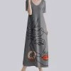 Outlet 🔥 Nanu | Heather Gray 👩 Woman V-Neck Short-Sleeve Maxi 👗 Dress - 👩 Women & Plus 🧨