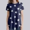 Top 10 ✔️ Nanu | Dark Blue & White Stars Curved-Hem Tee - 👩 Women & Plus ❤️