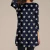Deals 👍 Nanu | Navy & Cream Stars Three-Quarter Sleeve Tunic - 👩 Women & Plus 🔔