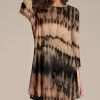 Best Pirce ✨ Nanu | Brown & Black Tie-Dye Three-Quarter Sleeve Tunic - 👩 Women & Plus 👍