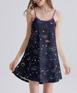 Cheapest 👍 Nanu | Dark Blue Celestial Sleeveless Sleep 👗 Dress - 👩 Women & Plus 🛒