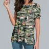 Coupon 😉 Nanu | Green & Pink Floral Camo Slit-Sleeve Split-Hem Tunic - Plus 🔔